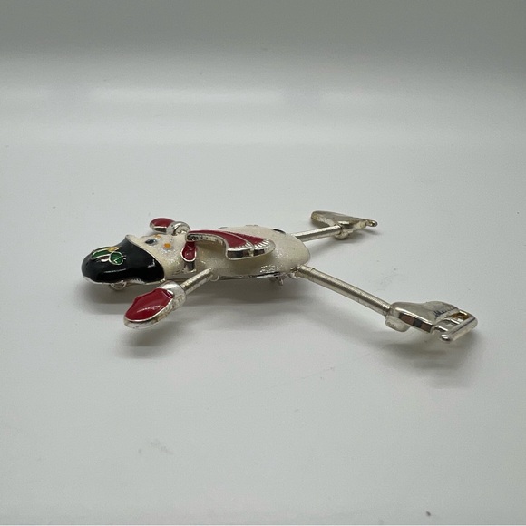 Silver Enamel Snowman Brooch With Spring Legs - Picture 6 of 9